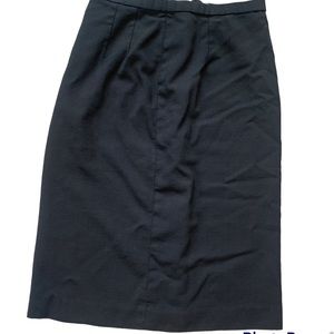 Black wool midi skirt Pendleton 8 28 m virgin Slit office business casual 29685